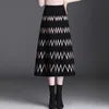 Fashionable Women High Waist Pleated Trumpet Print  Skirt