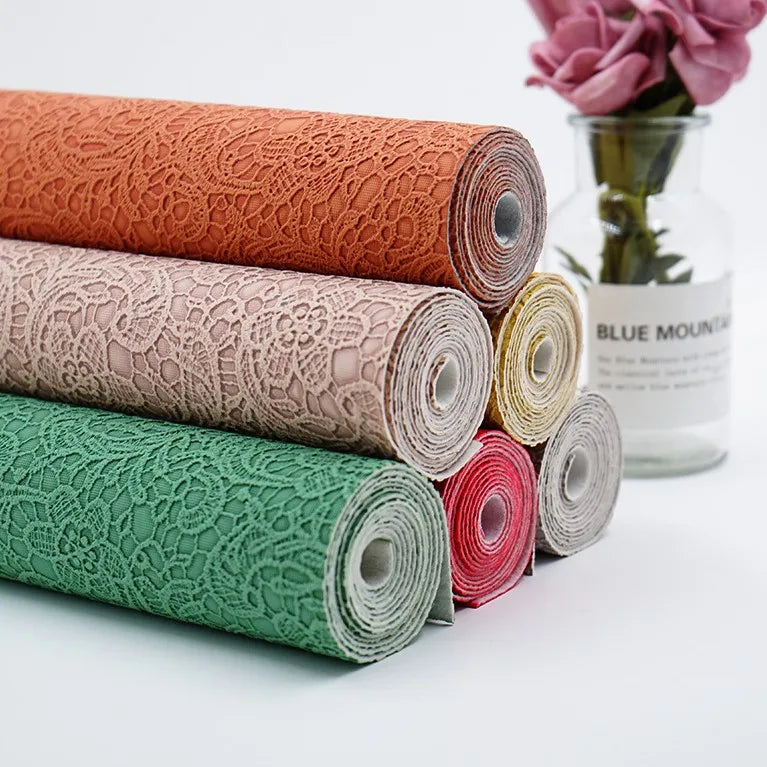 New Solid Lace Embossed PVC Leather Faux Synthetic Leather for Handbags