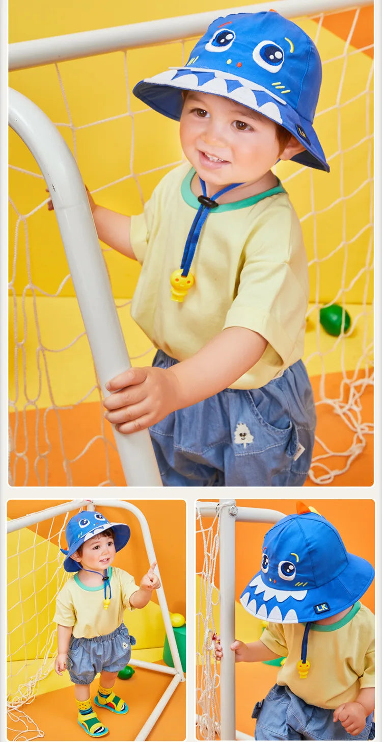 Lemonkid Brand Boys Girls Bucket Hat Solid Children Panama Fisherman Cap Cartoon Dinosaur Unicorn Kids Spring Autumn Sun Hats