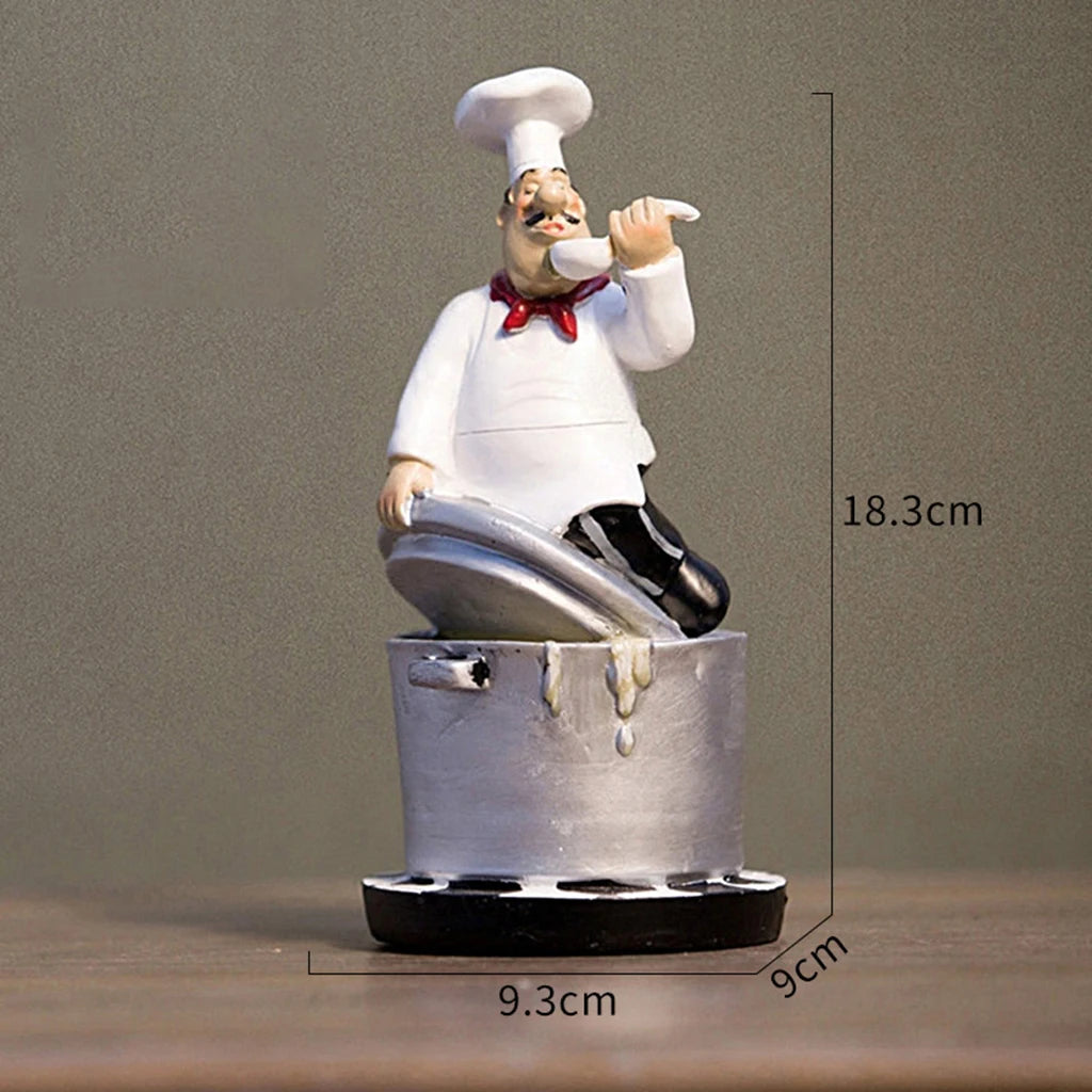Christmas French Decorative Chef Figurine Ornaments 3D Resin Home Decor for Gourmet Kitchen Decorations Collectible Housewarming