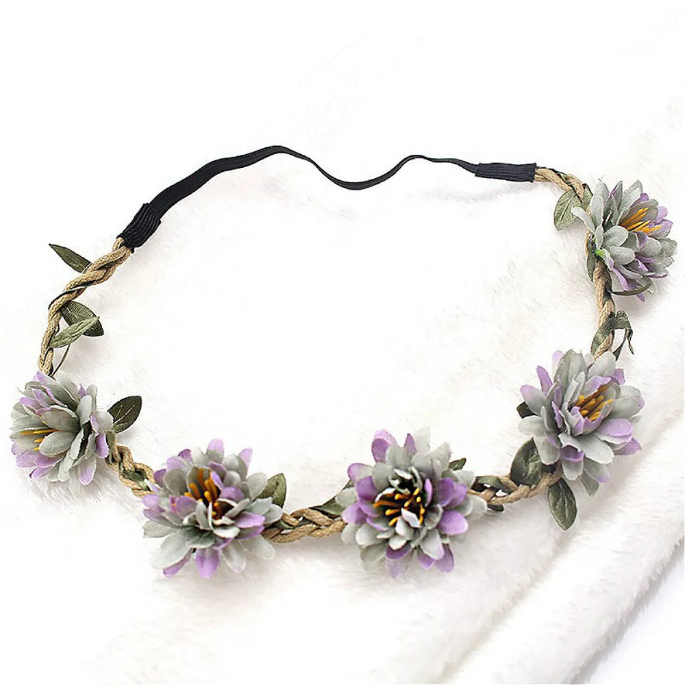 Women Wedding Flower Headband Girls Boho Flowers Headwear Children Headbands Hair Accessories Bride Wreath Beach Garland