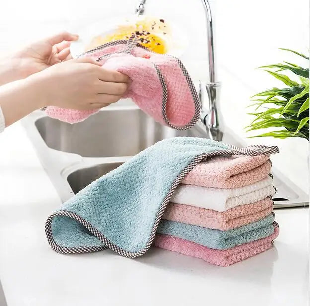Wash Cloth Kitchen Cleaning Towel Rags Efficient Super Absorbent Microfiber Cleaning Cloth Home Washing Dish Anti-grease Wipping