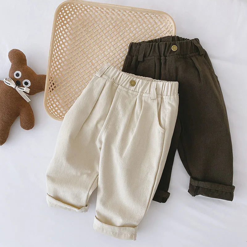 MILANCEL 2026 Spring Autumn Solid Kids Boys Straight Pants Fashion Children Clothing Trousers Brief Jeans for 1-6 Years