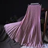 High Quality Women Lady Pleated With Lining Long Skirt Dress New Arrival Elastic Waist Summer Spring Sraight Maxi Skirt