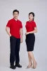 Regular Fit Men's Casual Shirt | Red Cotton-Spandex Knit Contrast Collar Front Logo | Short Sleeve High Stretch Soft Comfortable