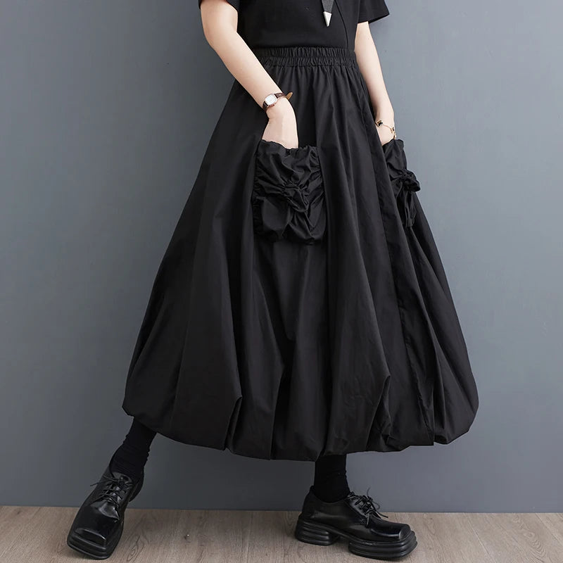 Boutique Wholesale 2025 Summer New Fashion Korean Edition Loose Solid Color Versatile Women's Half Skirt