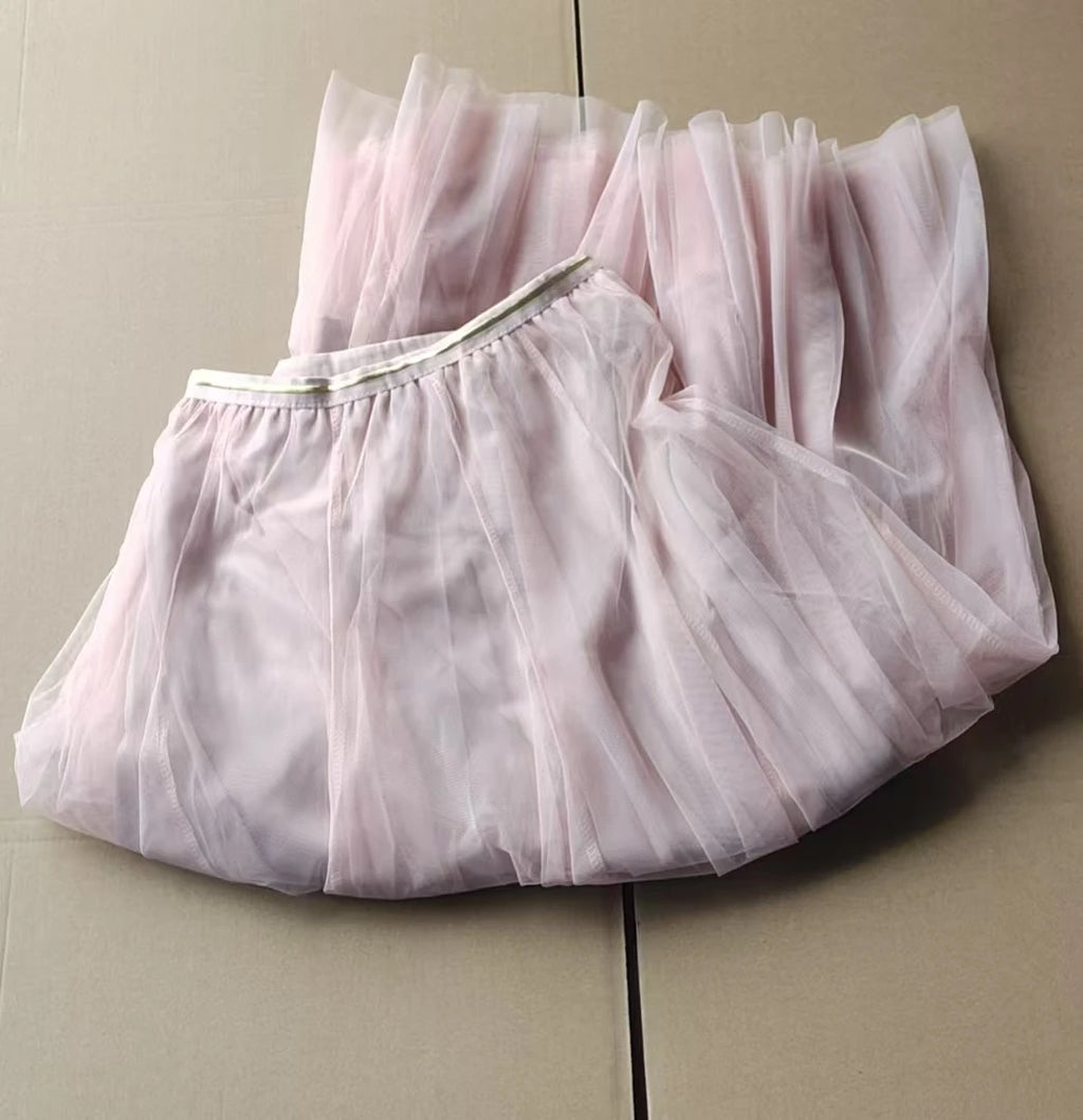 Summer Mesh Women Pleated Skirt Solid High Waist a Line Tulle Skirts Chic Long Maxi   Holiday Beach Tulle Skirt