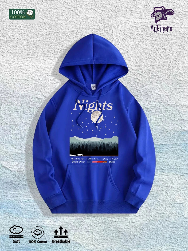 US Local Warehouse: 100% Cotton "Nights" Frank Ocean Nightscape Hoodie, 7 Colors