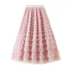 Mesh Cake Half Skirt for Women in Spring and Autumn  New Dress fairy White Gauze Skirt Pleated Long Skirt