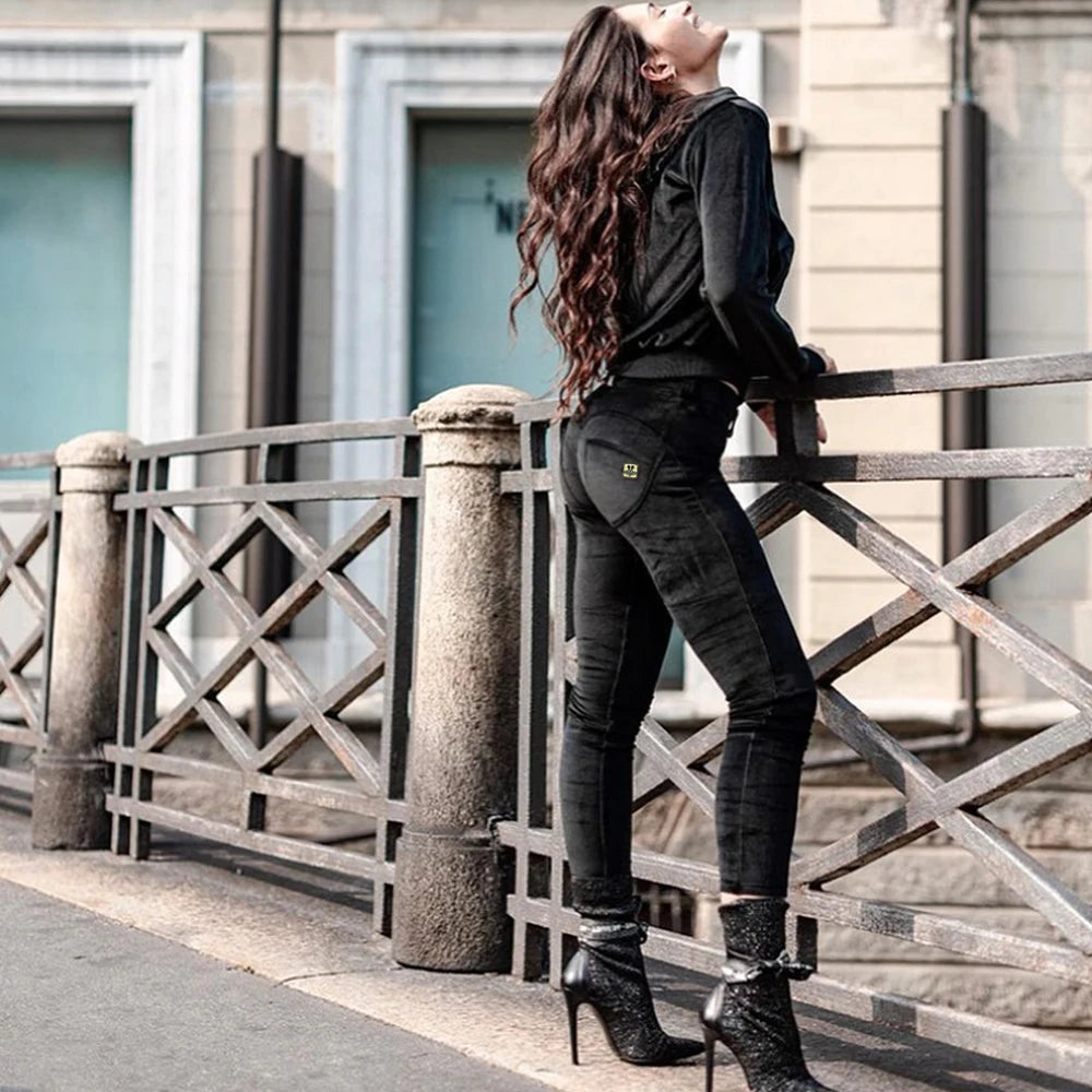 Shascullfites Chenille Black Casual Pants Sport Fashion Elastic Cotton Pants Elegant Gothic Women's Trousers Comfy Clothes