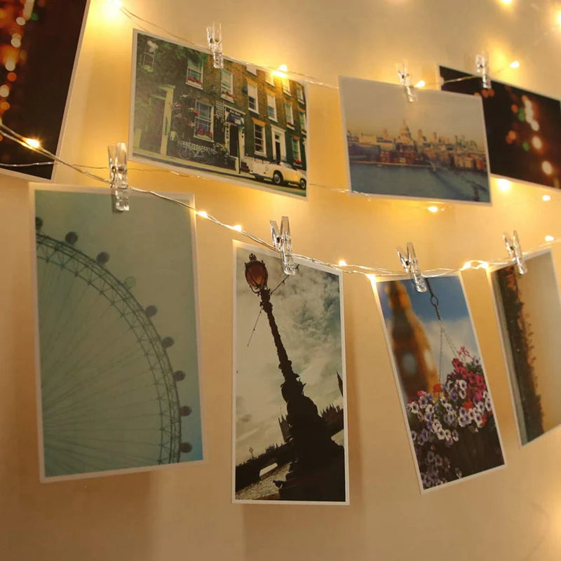 Photo Clip Light Banner Wedding Decoration Birthday Party Decor Kids Girl Boy Baby Shower Banner Christmas Decoration 2023