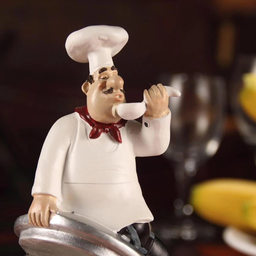 Christmas French Decorative Chef Figurine Ornaments 3D Resin Home Decor for Gourmet Kitchen Decorations Collectible Housewarming