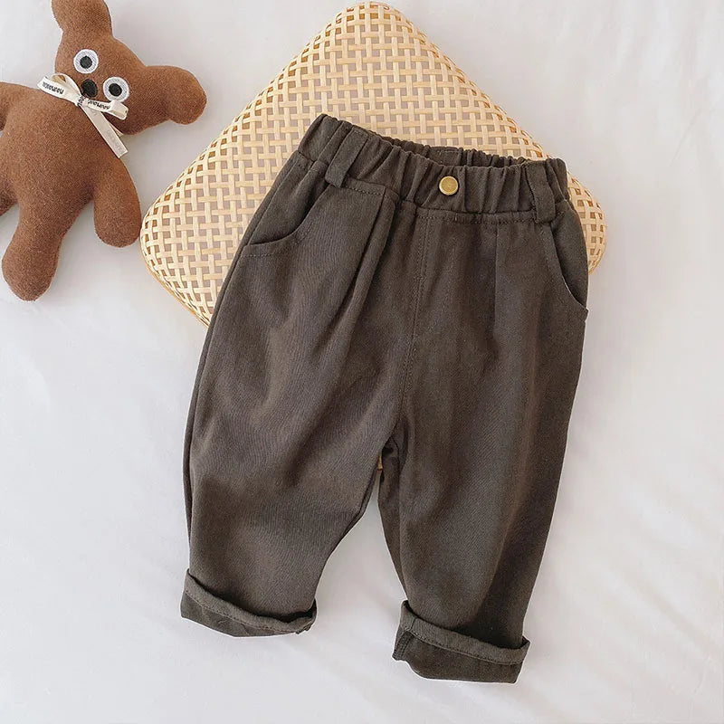 MILANCEL 2026 Spring Autumn Solid Kids Boys Straight Pants Fashion Children Clothing Trousers Brief Jeans for 1-6 Years