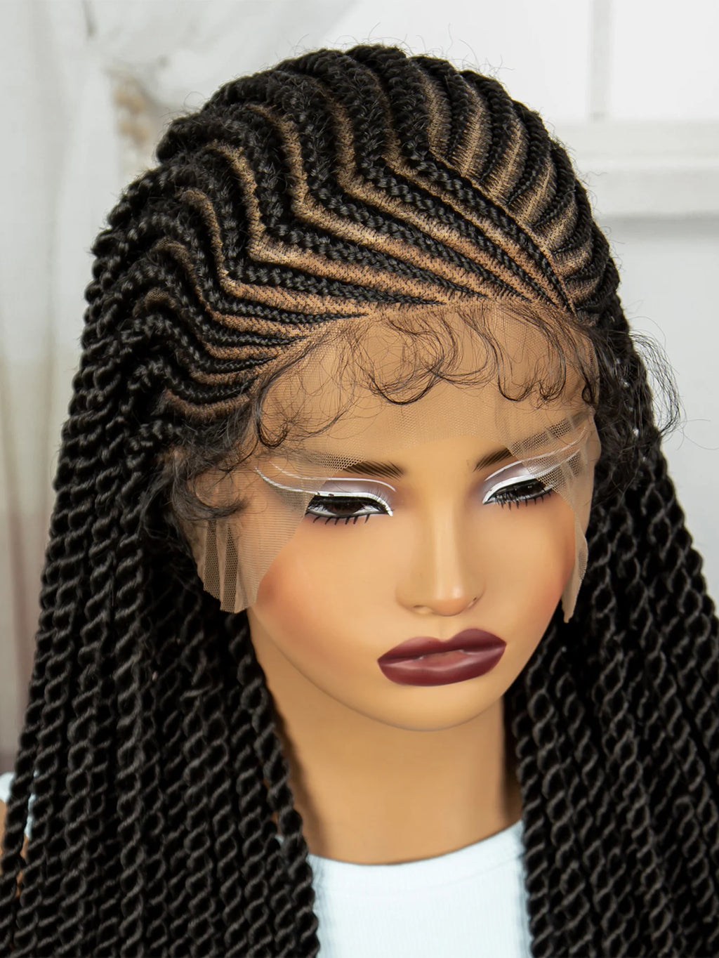MALAIKA Hair  HD Full Lace Cornrow Braided Wigs for Women Box Braid Wig With Baby Hair Back Knotless