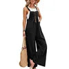 Women Spring Summer Solid Color Suspenders Overalls Casual Strappy Trousers Women's Loose Wide Leg Flared Leg Pants Jumpsuit