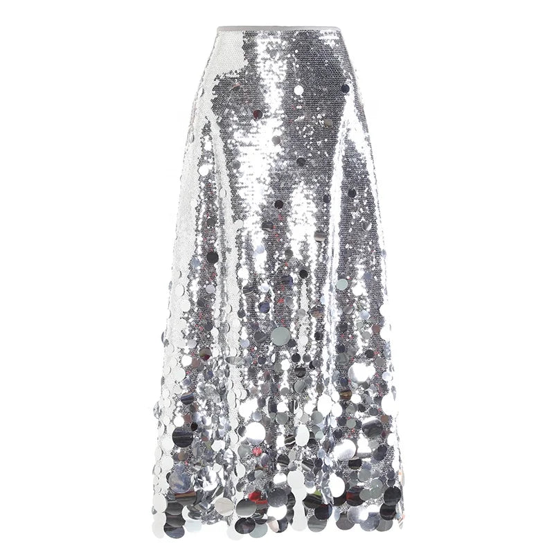 OUDINA Ready to Ship Products Women Irregular Design Casual Midi A-line Skirts Ladies Long Skirt