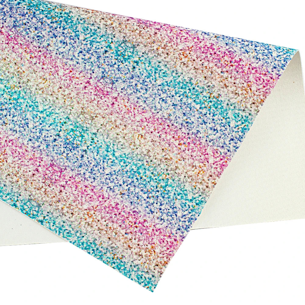 30*136cm Glitter Fine Gradient Rainbow Faux Leather Flash Roll Small Glitter Bows Christmas Hair Clip Bows Earrings for Sofa Bag