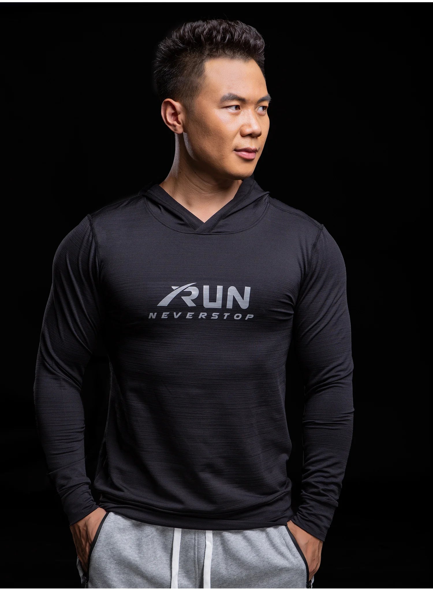 Gym Men T Shirt Long Sleeve Slim Tops Tees elastic T-shirt Sports Fitness Autumn winter comfort breathable Quick dry Hooded