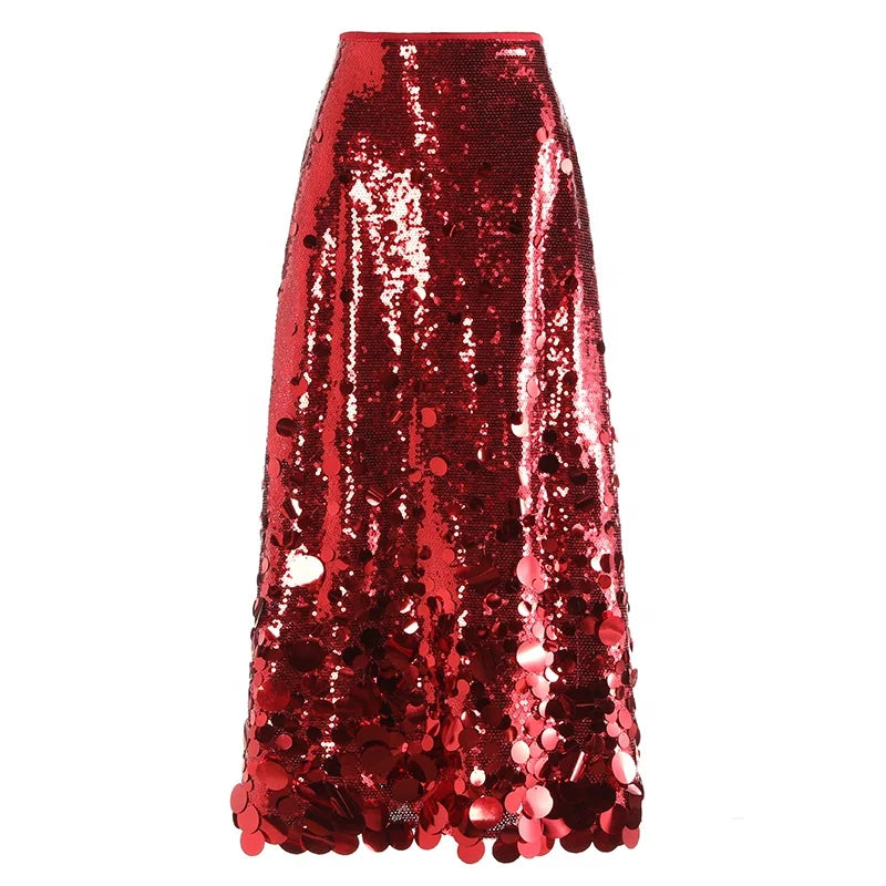 OUDINA Ready to Ship Products Women Irregular Design Casual Midi A-line Skirts Ladies Long Skirt