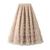 Mesh Cake Half Skirt for Women in Spring and Autumn  New Dress fairy White Gauze Skirt Pleated Long Skirt