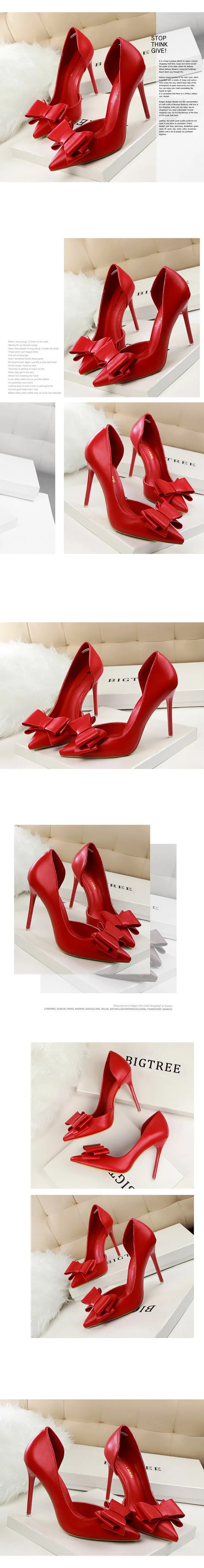 BIGTREE Shoes Bow-knot Woman Pumps Stiletto 10.5 Cm Women Basic Pump Pointed Toe Classic Pumps Sexy High Heels Women Shoes 2025