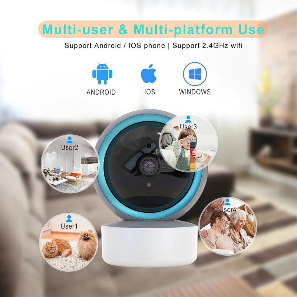 2MP Sunisee 1080P HD Wireless Wifi 2.4G IR Night Vision Remote View AI Smart Two Way Talk  Baby Monitor PTZ Camera