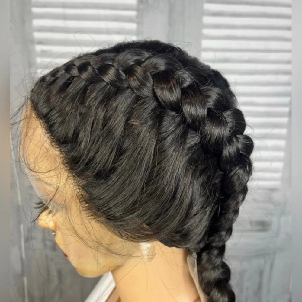 Braided Synthetic Wigs for Black Women 36 Inch 2 Box Braid Wig with Baby Hair Lace Frontal Wig
