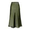 High Quality Women's Satin High Waist Solid Color Split Skirt