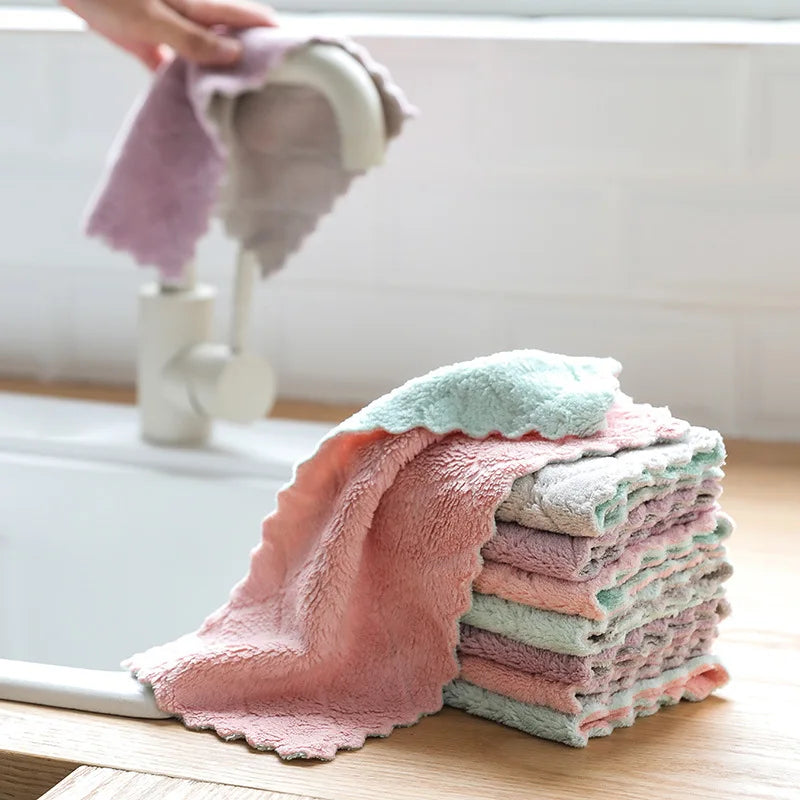 Wash Cloth Kitchen Cleaning Towel Rags Efficient Super Absorbent Microfiber Cleaning Cloth Home Washing Dish Anti-grease Wipping