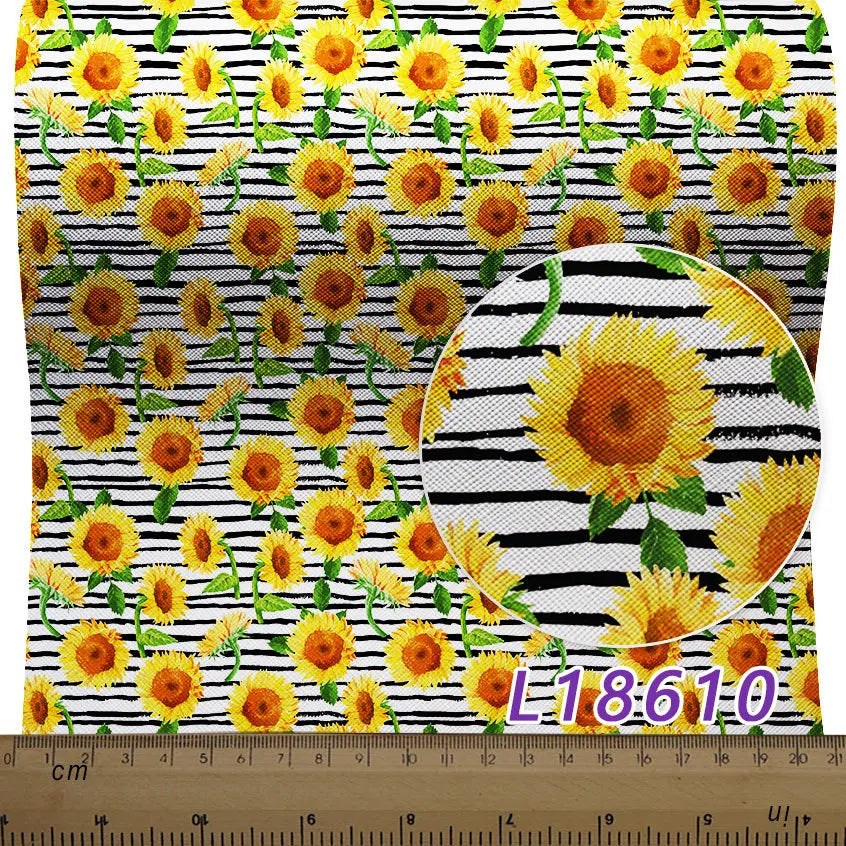 136Cm*30Cm Professional Custom Fresh Sunflower Pu Fabric Leather for DIY