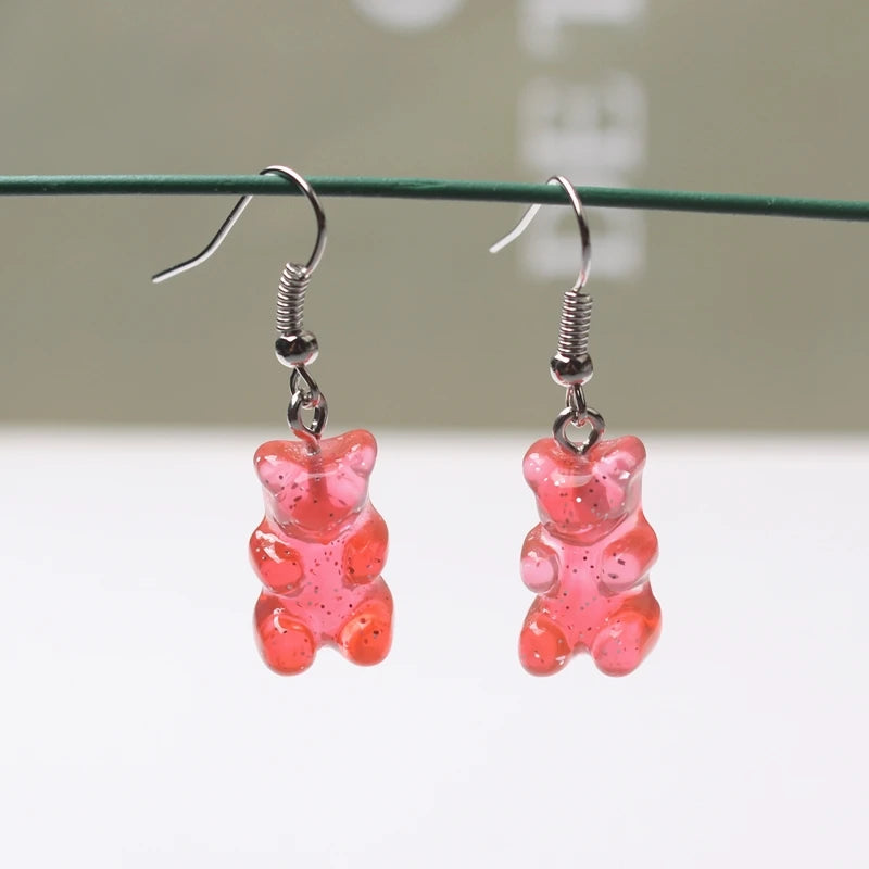 Red Color Drop Earrings for Women Summer Korean Flower Heart Leaf Ear Sweet Wedding Party Jewelry Valentine's Day Girl Gift