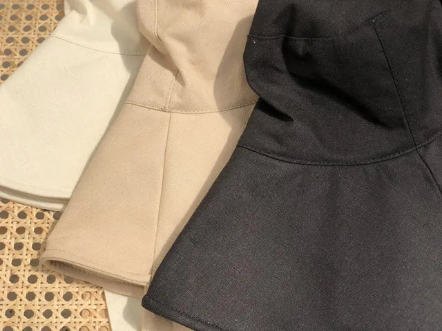 2021 New Summer Autumn Large Brim Fisherman Hat Women Cotton Linen Round Dome Bandage Bow Big Foldable Sun Hats Fishermen Hat