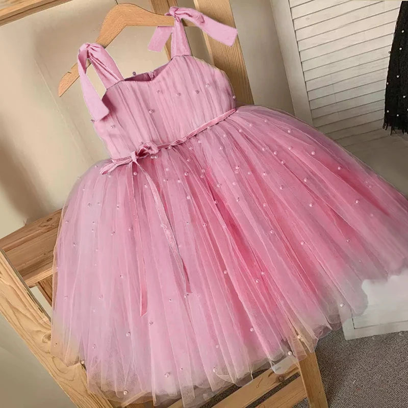 12M Baby Girl Princess Dress Infant One Year Birthday Outfits Toddler Girl Flower Bow Evening Party Tutu Gown Kids Gala Clothes