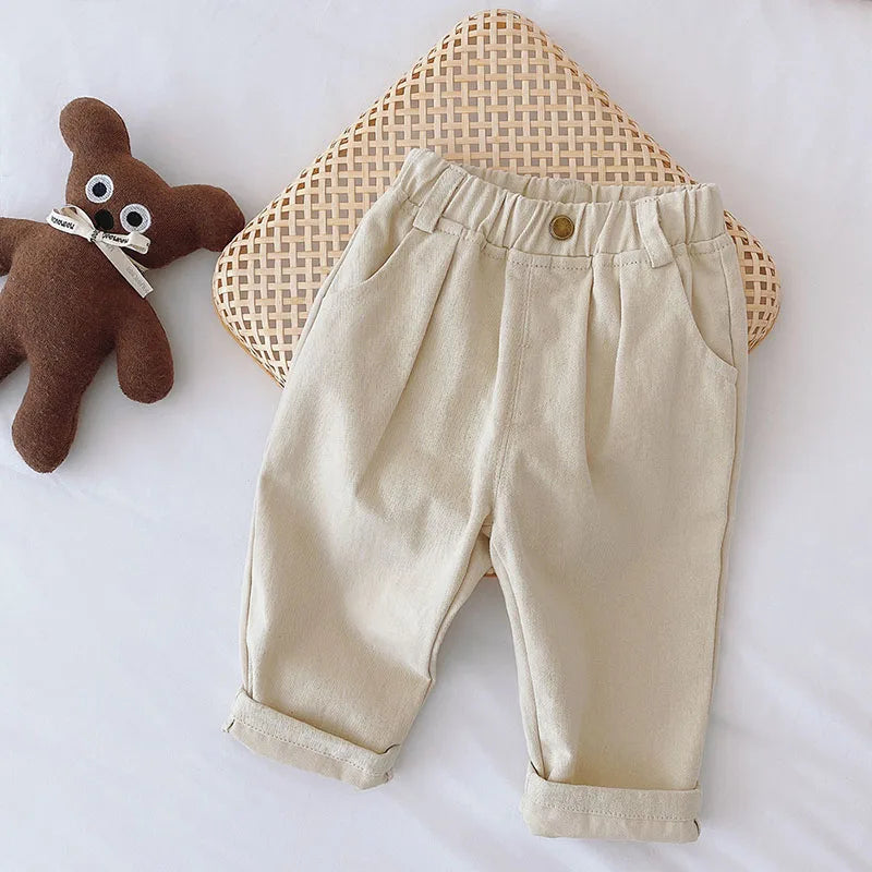 MILANCEL 2026 Spring Autumn Solid Kids Boys Straight Pants Fashion Children Clothing Trousers Brief Jeans for 1-6 Years