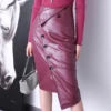 High Quality New Design Sheep Skin Wrap Skirt Asymmetry Genuine Leather Long Skirt