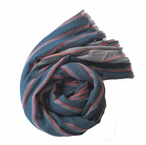 High Quality Bufandas Mens Scarf Fashion Blue Striped Scarf Spring Autumn Warm Soft Shawls Cotton Tassel Scarves 40x220cm