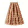 Mesh Cake Half Skirt for Women in Spring and Autumn  New Dress fairy White Gauze Skirt Pleated Long Skirt