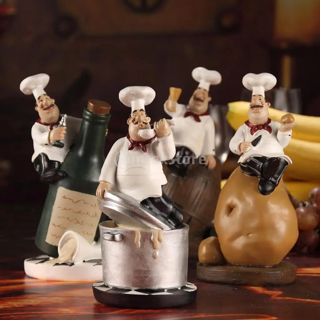 Christmas French Decorative Chef Figurine Ornaments 3D Resin Home Decor for Gourmet Kitchen Decorations Collectible Housewarming