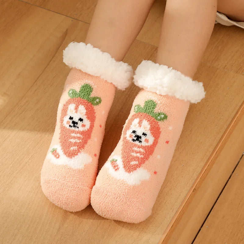 Children's Socks For Newborns Girls Boys Baby Anti-slip Child  Plus Thick Terry Warm Winter Cute Christmas Socks For Kids 0-6Y