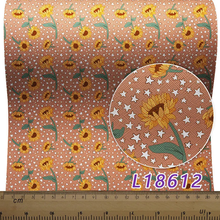 136Cm*30Cm Professional Custom Fresh Sunflower Pu Fabric Leather for DIY