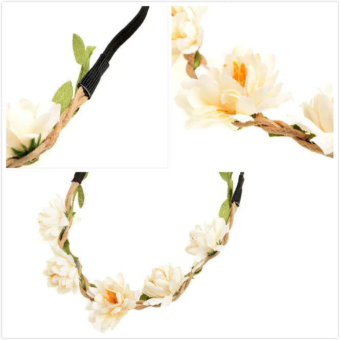 Women Wedding Flower Headband Girls Boho Flowers Headwear Children Headbands Hair Accessories Bride Wreath Beach Garland