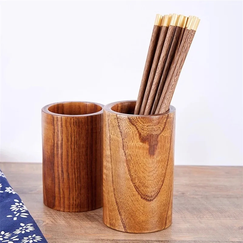 Wooden Chopsticks Drain Holder Spoon Fork Tableware Storage Rack Container Organizer Kitchen Supplies