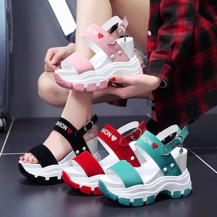 Up-1026r Summer Platform Shoes Beautiful Printed Open Toe Wedges Women Sandals 35-40Size
