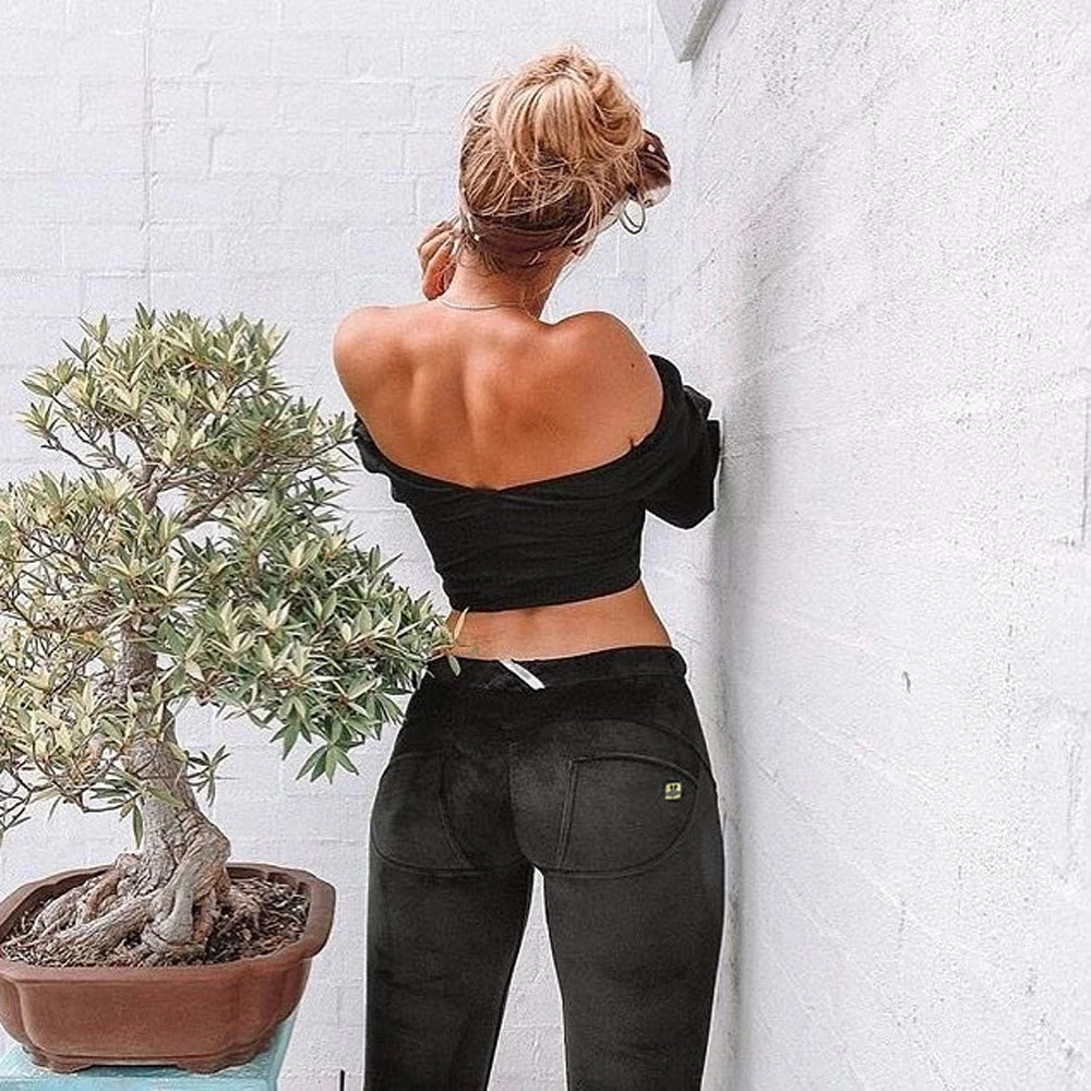 Shascullfites Chenille Black Casual Pants Sport Fashion Elastic Cotton Pants Elegant Gothic Women's Trousers Comfy Clothes