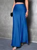 Fashion Breathable Spring Casual Elegant Solid Black High Waist Satin Midi Length Women's Skirts
