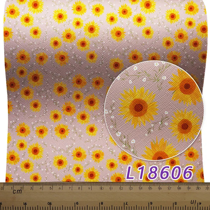 136Cm*30Cm Professional Custom Fresh Sunflower Pu Fabric Leather for DIY