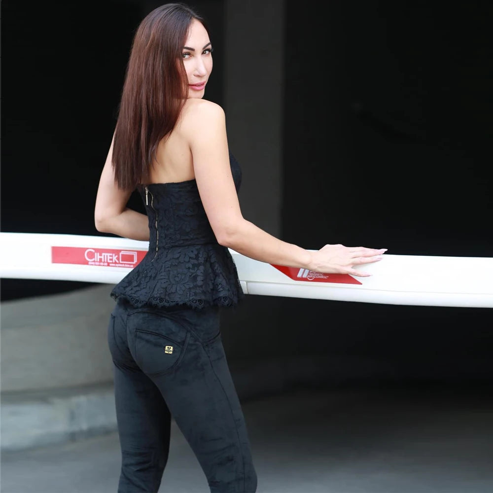 Shascullfites Chenille Black Casual Pants Sport Fashion Elastic Cotton Pants Elegant Gothic Women's Trousers Comfy Clothes