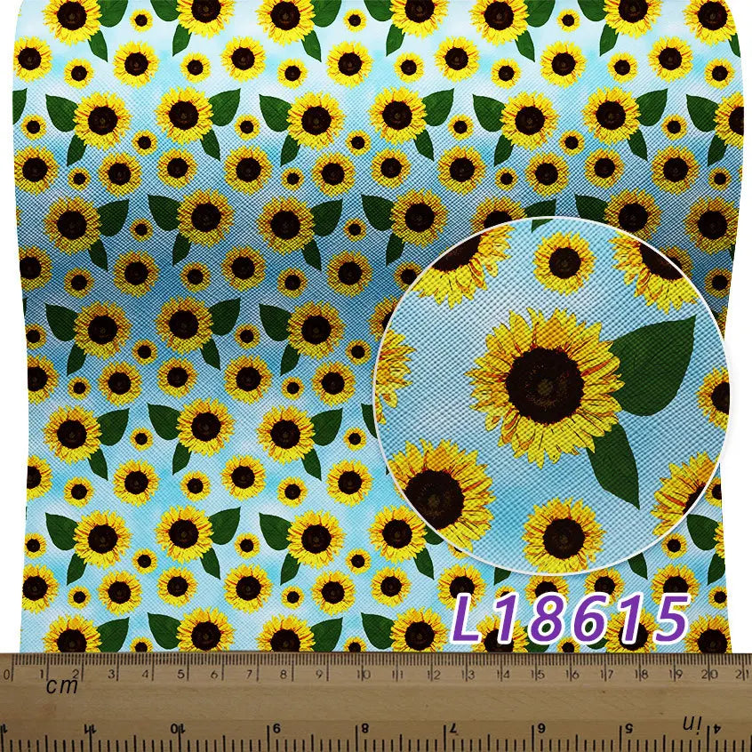 136Cm*30Cm Professional Custom Fresh Sunflower Pu Fabric Leather for DIY