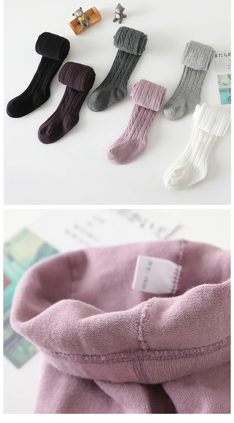 Baby Tights Baby Toddler Kid Girl Ribbed Stockings Spring Autumn Cotton Warm Pantyhose Solid Black White Gray Color Tight