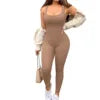 KE0101SX 2024 Solid Color Ribbed Backless Summer Bodycon Chic Women Jumpsuits Playsuits Sehe Fashion